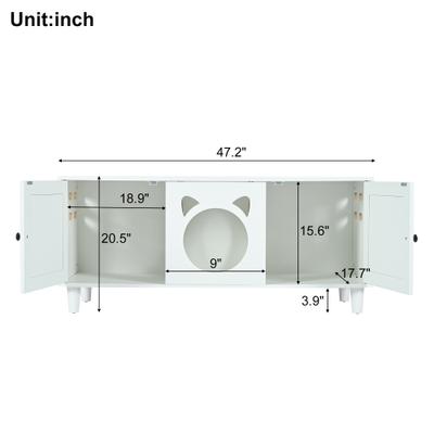 Show full view: Cesicia Furniture Style Cat Litter Box Cabinet, Cream slide 7 of 8