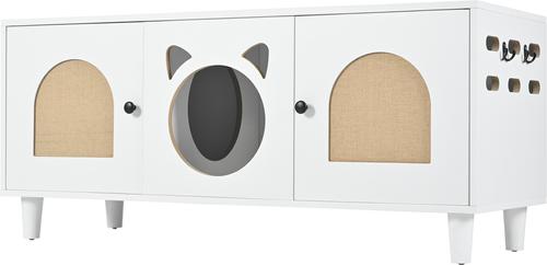 Show full view: Cesicia Furniture Style Cat Litter Box Cabinet, Cream slide 6 of 8