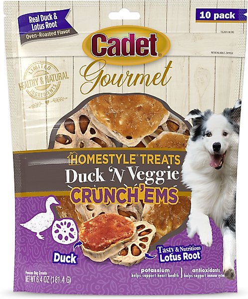 CADET Gourmet Crunch'ems Homestyle Duck N Veggie Dog Treats, 10