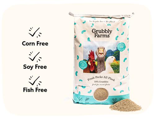 Show full view: Grubbly Farms Fresh Pecks 18% Protein All Flock Crumble Feed, 30-lb bag slide 3 of 4