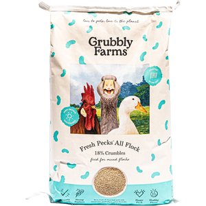 Grubbly Farms Fresh Pecks 18% Protein All Flock Crumble Feed, 30-lb bag