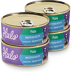 Halo Whitefish Recipe with Real Whole Whitefish Pate Grain-Free Indoor Cat Wet Cat Food, 5.5-oz can, case of 4