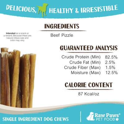 Show full view: Raw Paws 6-inch Standard Bully Sticks Dog Treats, 10 count slide 5 of 9