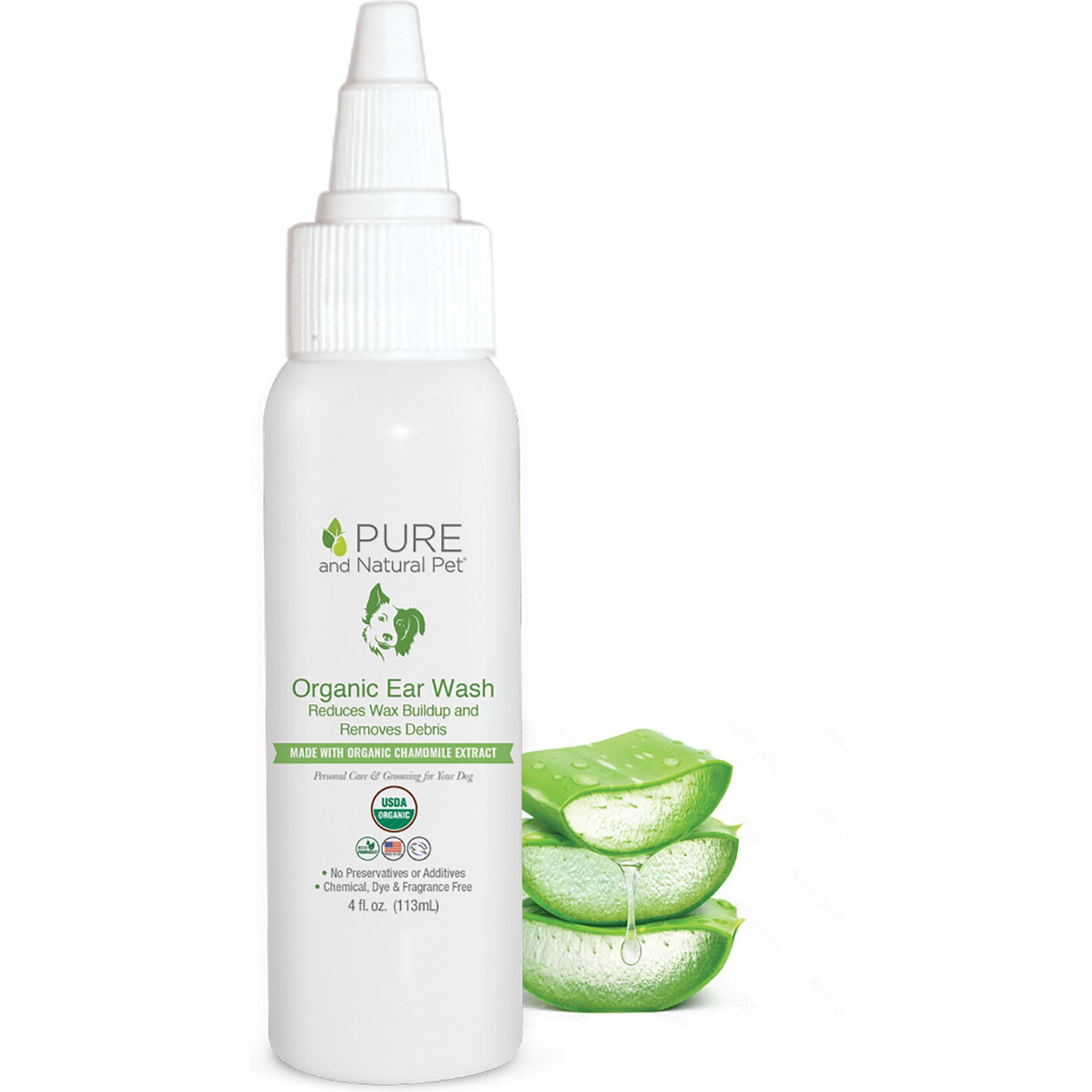Pure and Natural Pet Organic Dog Ear Wash, 4-fl oz bottle