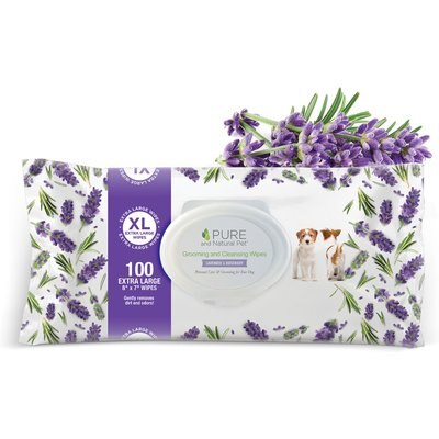 Pure and Natural Pet Pure and Natural Pet Dog Grooming & Cleansing Wipes, Lavender & Rosemary, 100 count