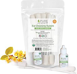 Pure and Natural Pet Double-Sided Reusable Dog Ear Cleansing System & Tips, 15 count, 2-fl oz bottle