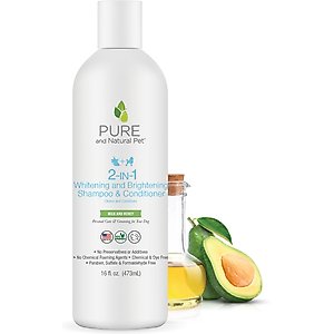 Pure and Natural Pet 2-IN-1 Whitening & Brightening Dog Shampoo & Conditioner, 16-fl oz bottle