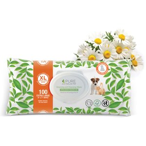 Pure and Natural Pet Dog Grooming & Cleansing Wipes, Unscented, 100 count