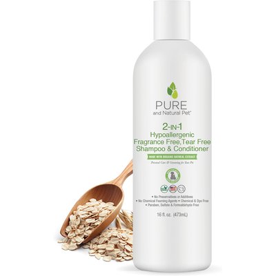 Pure and Natural Pet Pure and Natural Pet 2-IN-1 Hypoallergenic Fragrance Free Tear Free Dog Shampoo & Conditioner, 16-fl oz bottle