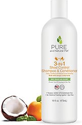 Pure and Natural Pet 3-IN-1 Shed Control Dog Shampoo & Conditioner, 16-fl oz bottle