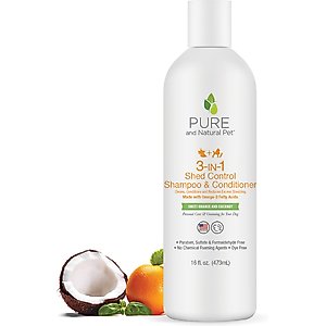 Pure and Natural Pet 3-IN-1 Shed Control Dog Shampoo & Conditioner, 16-fl oz bottle