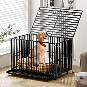 Yitahome Heavy Duty Dog Crate, Black, 48 inch