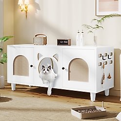 Cesicia Furniture Style Cat Litter Box Cabinet, Cream