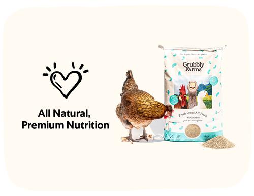 Show full view: Grubbly Farms Fresh Pecks 18% Protein All Flock Crumble Feed, 30-lb bag slide 2 of 4