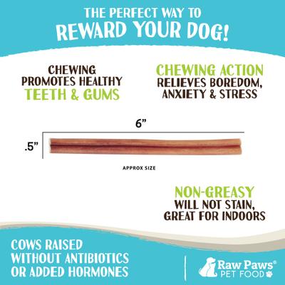 Show full view: Raw Paws 6-inch Standard Bully Sticks Dog Treats, 10 count slide 4 of 9