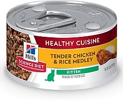 Hill's Science Diet Kitten Healthy Cuisine Tender Chicken & Rice Medley Wet Cat Food, 2.8-oz can, case of 4