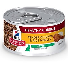 Hill's Science Diet Kitten Healthy Cuisine Tender Chicken & Rice Medley Wet Cat Food, 2.8-oz can, case of 4