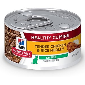 Hill's Science Diet Kitten Healthy Cuisine Tender Chicken & Rice Medley Wet Cat Food, 2.8-oz can, case of 4
