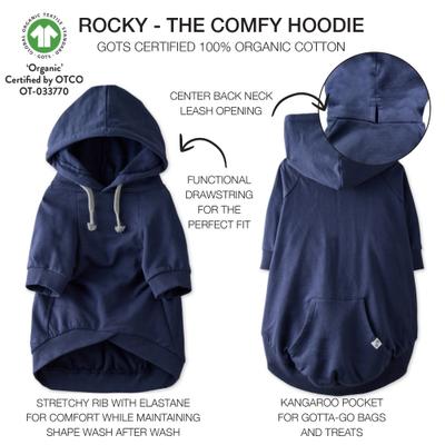 Show full view: Pet Passion Rocky Comfy Dog Hoodie, Navy, Xx-Small slide 4 of 6