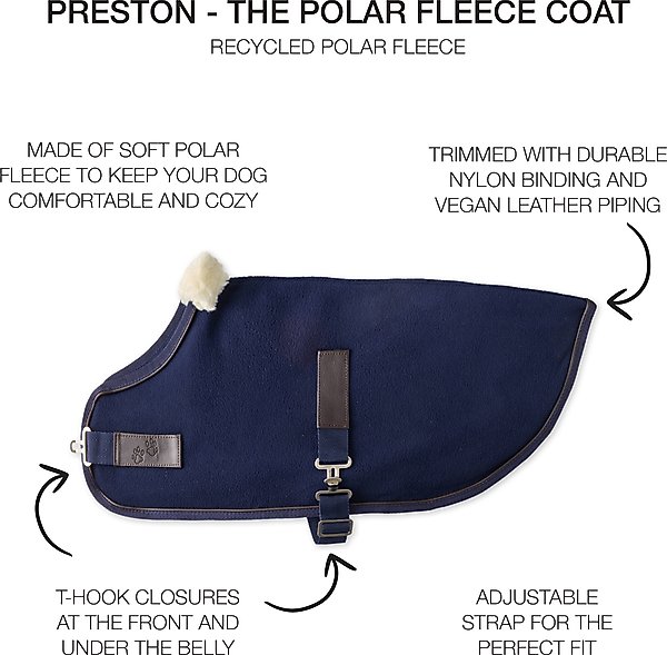 Show full view: Pet Passion Preston Polar Fleece Dog Coat, Navy, Medium slide 2 of 5