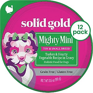 Solid Gold Mighty Mini Turkey & Hearty Vegetable Recipe in Gravy Grain-Free Small Breed Dog Food Cups, case of 12