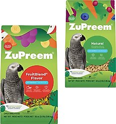 ZuPreem FruitBlend Flavor with Natural Flavors Daily + Natural Daily Parrot & Conure Bird Food
