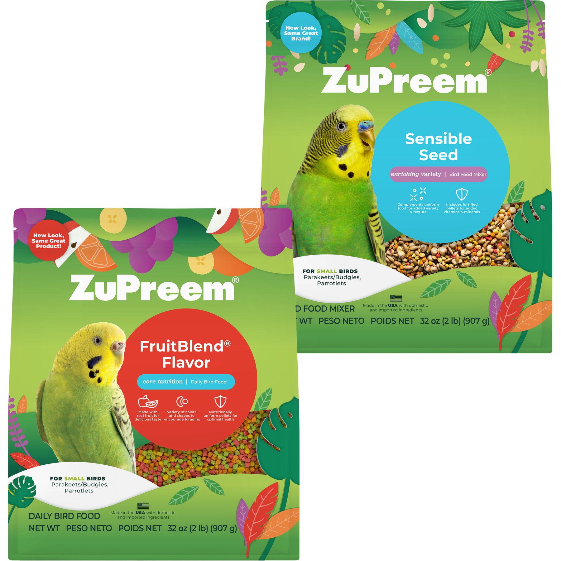 ZuPreem FruitBlend Flavor with Natural Flavors Daily + Sensible Seed Small Bird Food