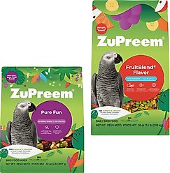 ZuPreem FruitBlend Flavor with Natural Flavors Daily + Pure Fun Parrot & Conure Bird Food