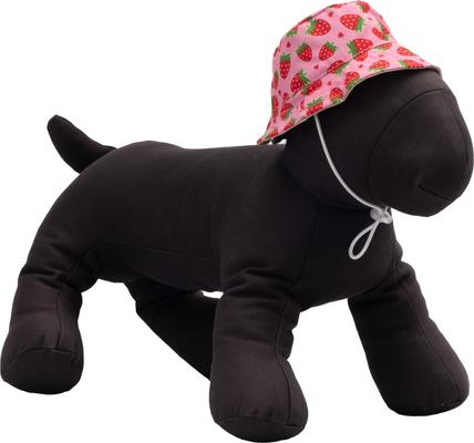 Show full view: The Worthy Dog Strawberries Bucket Dog Hat, Pink, Large slide 3 of 5