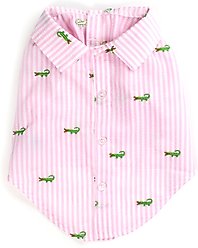 The Worthy Dog Pink Stripe Alligator Dog Shirt, Pink/White, Medium