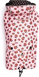 The Worthy Dog London Dog Raincoat, Pink Ladybugs, Medium