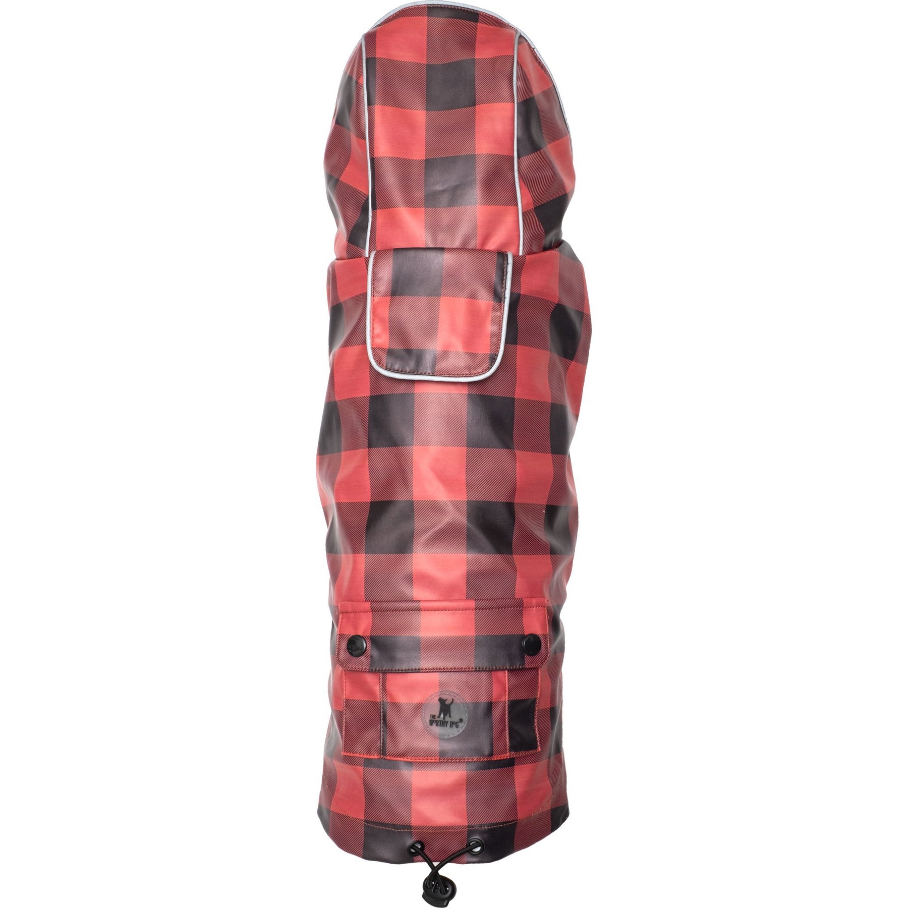 The Worthy Dog London Dog Raincoat, Red/Black, Medium