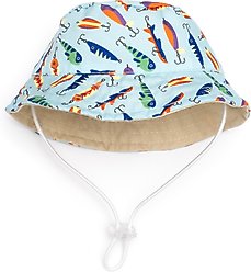 The Worthy Dog Gone Fishin' Bucket Dog Hat, Blue, Large