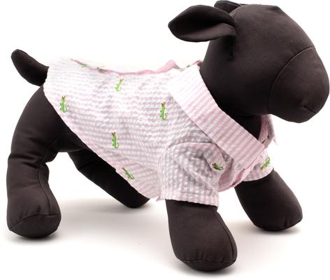 Show full view: The Worthy Dog Pink Stripe Alligator Dog Shirt, Pink/White, Medium slide 3 of 3