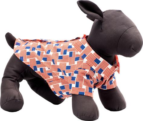Show full view: The Worthy Dog Patchwork Flag Dog Shirt, Red/White/Blue, X-Small slide 3 of 3