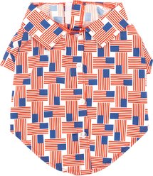 The Worthy Dog Patchwork Flag Dog Shirt, Red/White/Blue, Large
