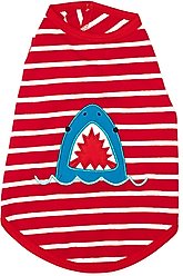 The Worthy Dog Shark Tee Dog Shirt, Red/White, Medium