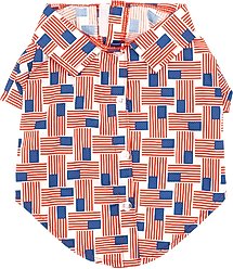 The Worthy Dog Patchwork Flag Dog Shirt, Red/White/Blue, Medium
