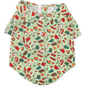 The Worthy Dog Happy Camper Dog Shirt, Green, Small