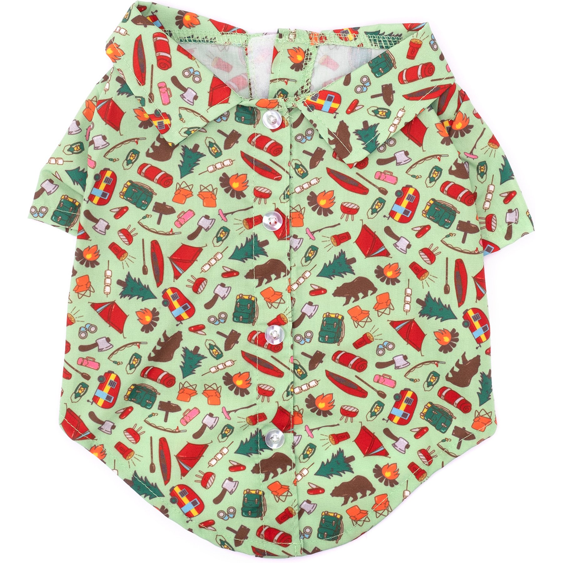 The Worthy Dog Happy Camper Dog Shirt, Green, X-Small