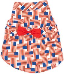 The Worthy Dog Patchwork Flag Dog Dress, Red/White/Blue, XX-Large