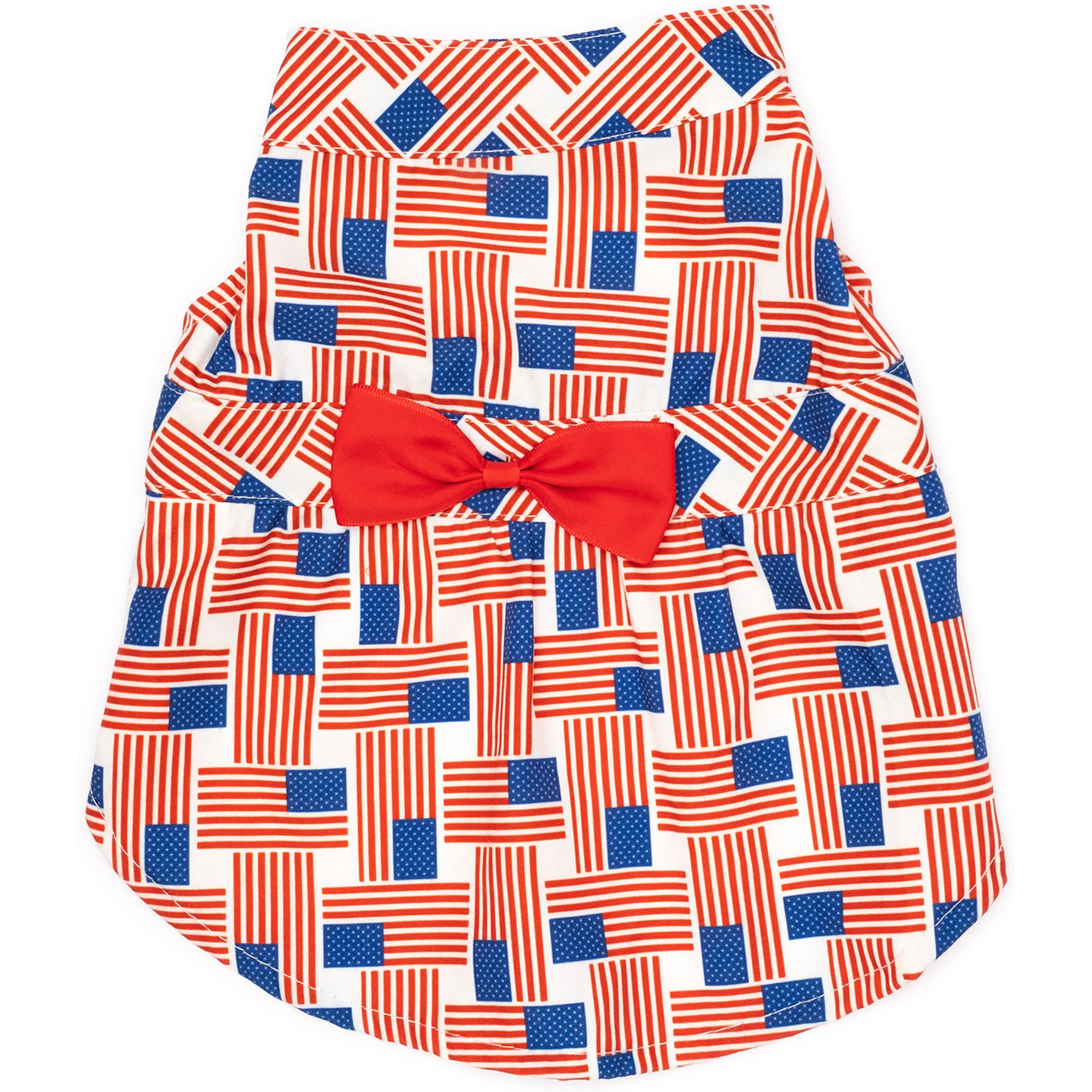 The Worthy Dog Patchwork Flag Dog Dress, Red/White/Blue, Large