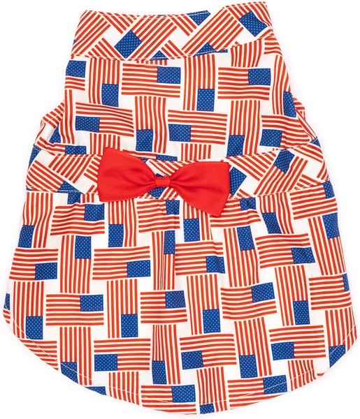 The Worthy Dog Patchwork Flag Dog Dress, Red/White/Blue
