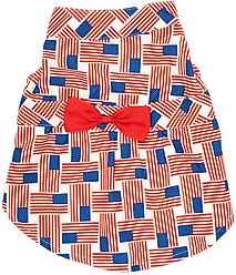 The Worthy Dog Patchwork Flag Dog Dress, Red/White/Blue, X-Small