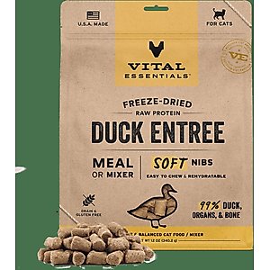 Vital Essentials Freeze-Dried Raw Duck Entree & Mixer Soft Nibs Cat Food, 12-oz bag