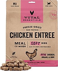Vital Essentials Freeze-Dried Raw Chicken Entree & Mixer Soft Nibs Cat Food, 12-oz bag
