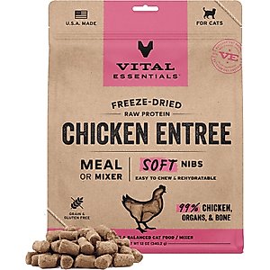 Vital Essentials Freeze-Dried Raw Chicken Entree & Mixer Soft Nibs Cat Food, 12-oz bag