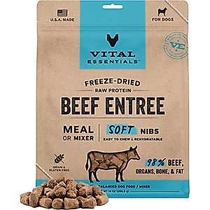 Vital Essentials Freeze-Dried Raw Beef Entree & Mixer Soft Nibs Dog Food, 14-oz bag