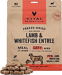 Vital Essentials Freeze-Dried Raw Lamb & Whitefish Entree & Mixer Soft Nibs Dog Food, 14-oz bag