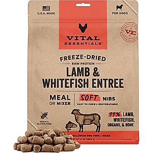 Vital Essentials Freeze-Dried Raw Lamb & Whitefish Entree & Mixer Soft Nibs Dog Food, 14-oz bag